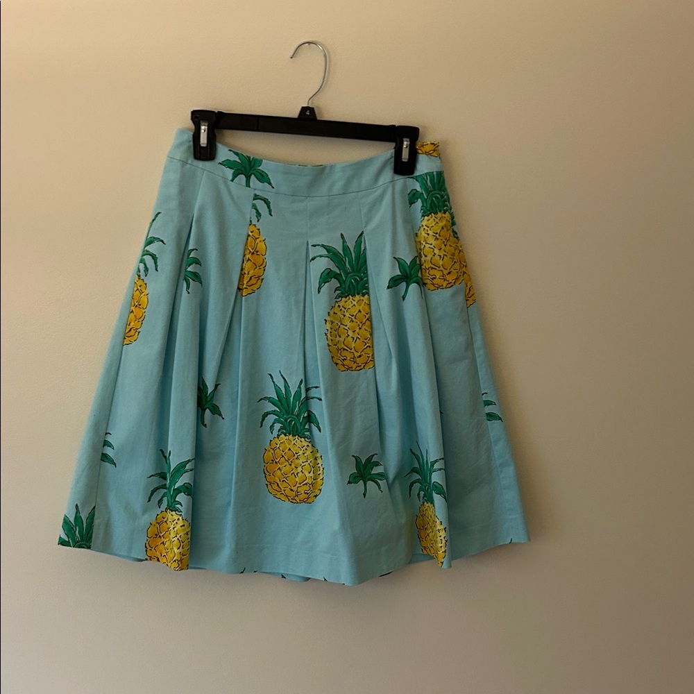 Talbots Pineapple Print Skirt - Blue and Yellow